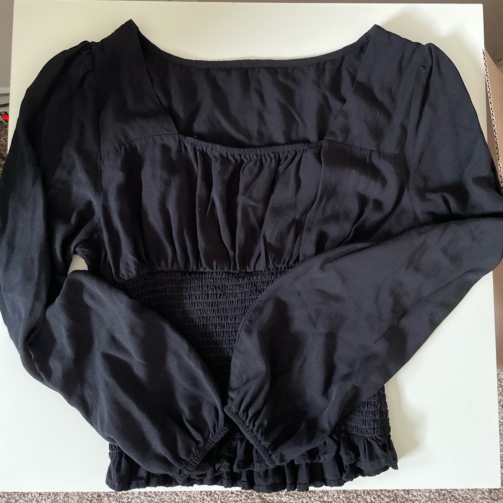 black flowy blouse top womens size large